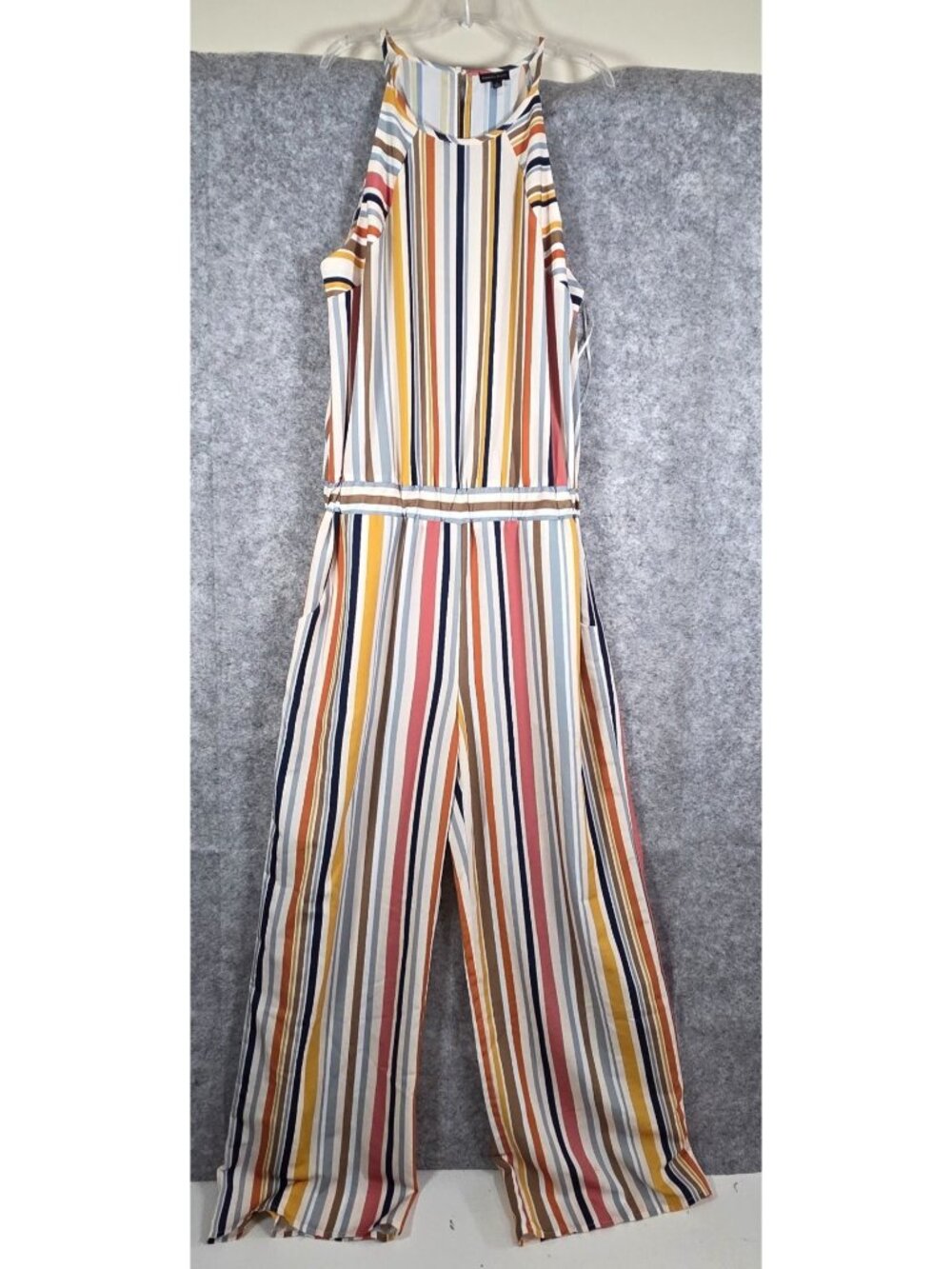 Rebecca Elliot Women's Sleeveless Jumpsuit Striped Multi Color Size L  Tropical